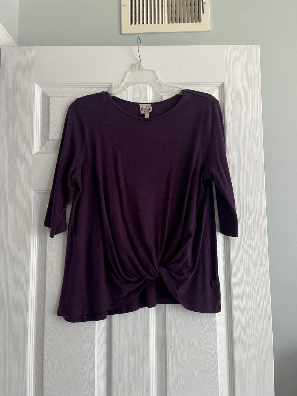 Como Vintage Plum Twist-Front Long Sleeve Tee